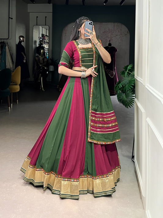 Artistic Paper Mirror Chaniya Choli for Navratri | 6-Meter Rayon Garba Dress in Canada
