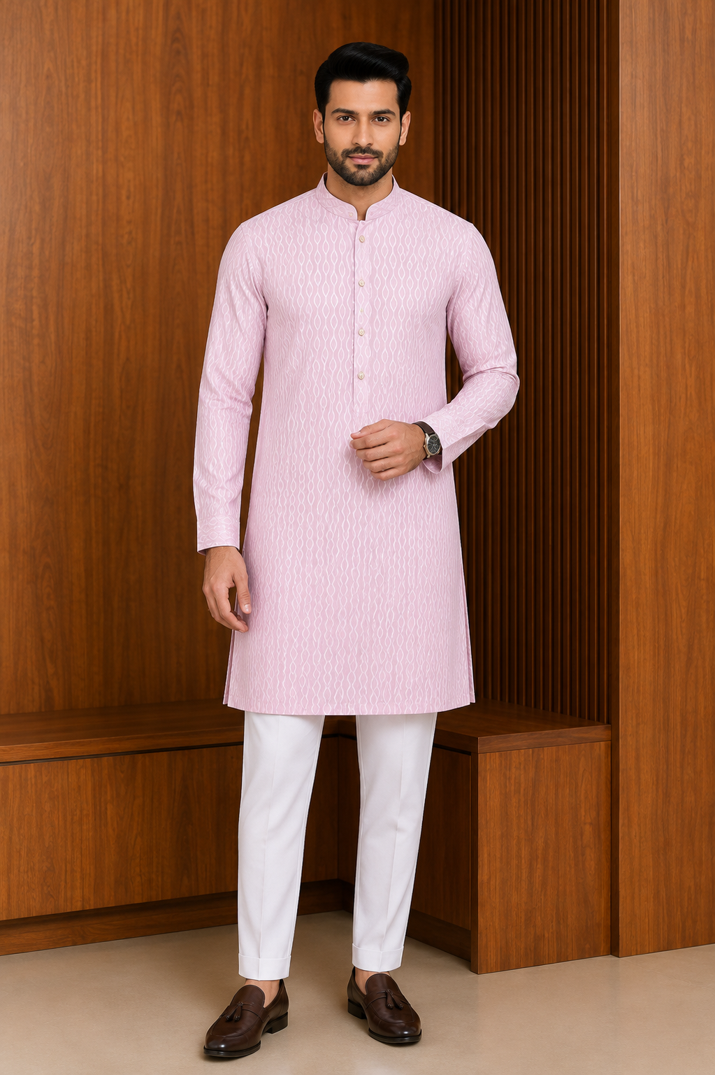 Men's Ethnic Pink Kurta with Pajama ( Pant ) Pashchim Canada US