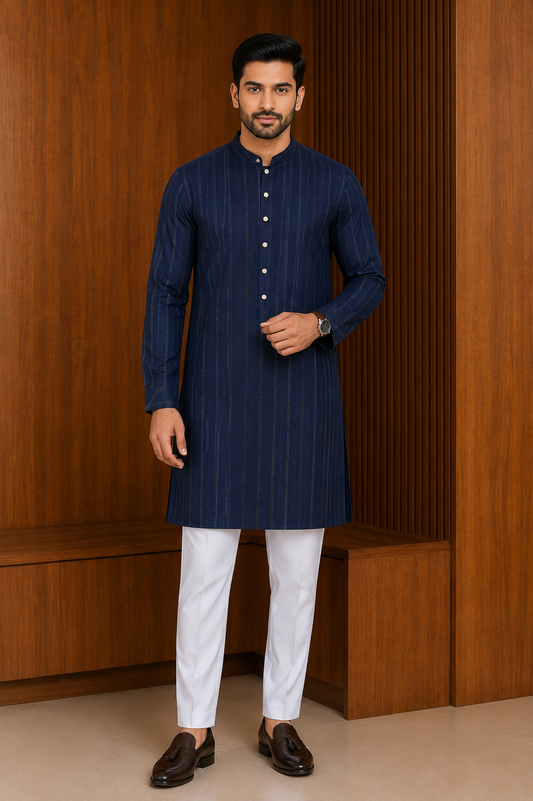 Men's Ethnic Blue Kurta with Pajama ( Pant ) Pashchim Canada