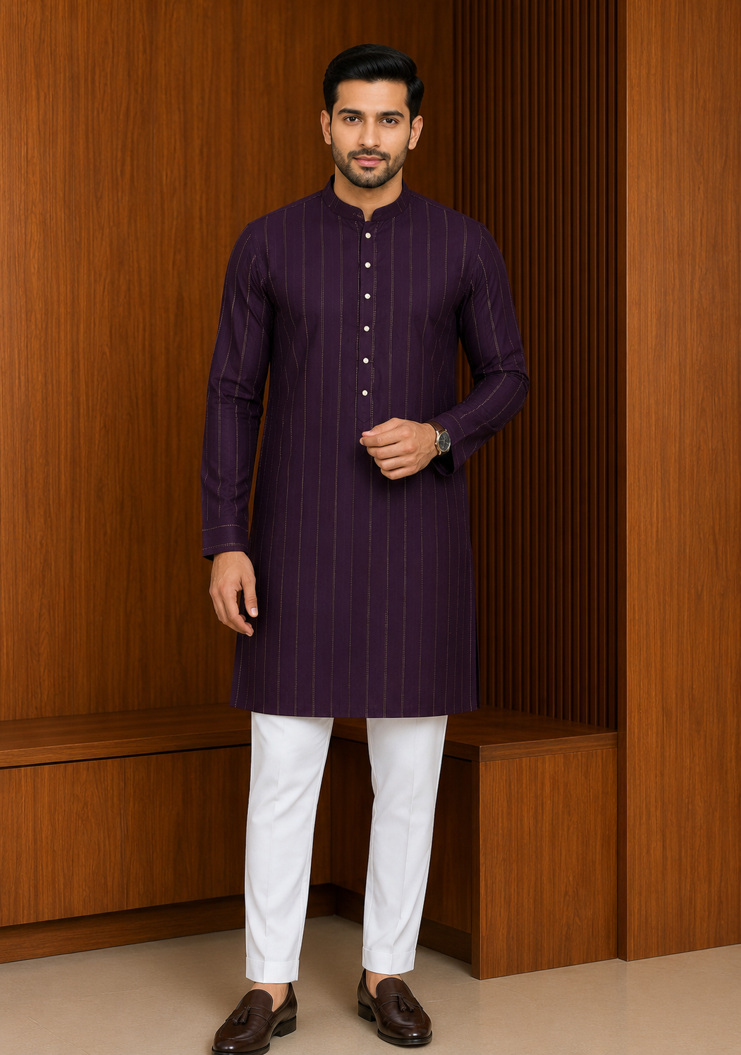 Men's Ethnic Purple Kurta with Pajama ( Pant ) Pashchim Canada