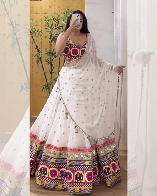 Dazzling Mirror Work Chaniya Choli for Navratri | Garba Lehenga in Canada