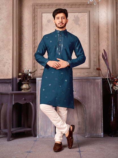 Versatile Kurta Pyjama Set in Blue for Diwali Season