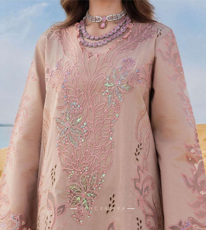 Premium Blush Pink Embroidered Lawn Pakistani Suit with Organza Dupatta – Pre-Order Collection