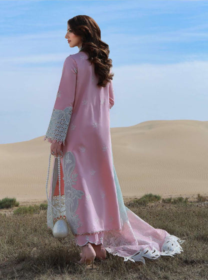 Premium Baby Pink Embroidered Lawn Pakistani Suit with Organza Dupatta – Pre-Order Collection