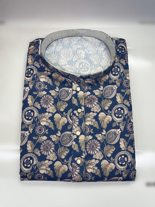 Blue color Flower Printed Kurta Pyjama set for Festive Season in Kitchener | Navratri Look | Pashchim Canada