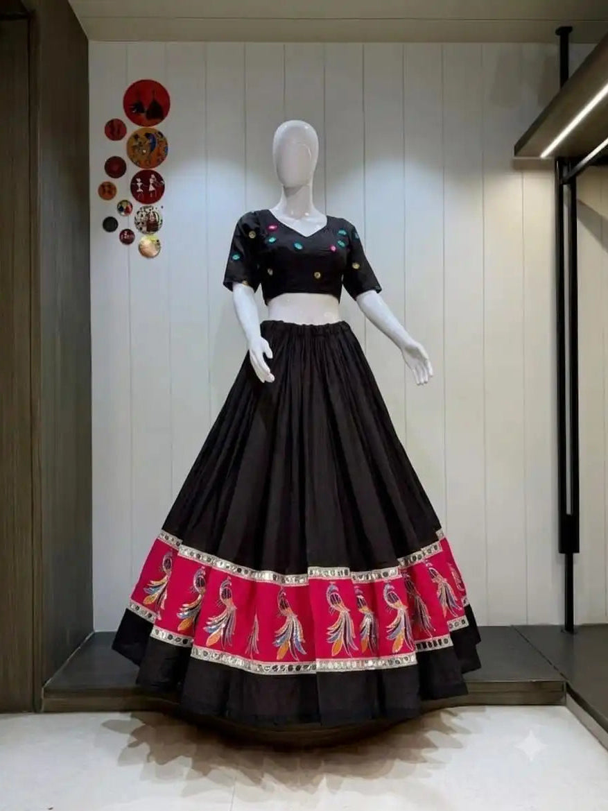 Pure Blooming Silk Chaniya Choli with Georgette Dupatta – 4.5-Meter Navratri Garba Lehenga | Calgary, Halifax & Canada
