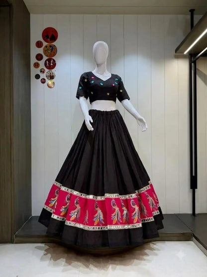 Pure Blooming Silk Chaniya Choli with Georgette Dupatta – 4.5-Meter Navratri Garba Lehenga | Calgary, Halifax & Canada
