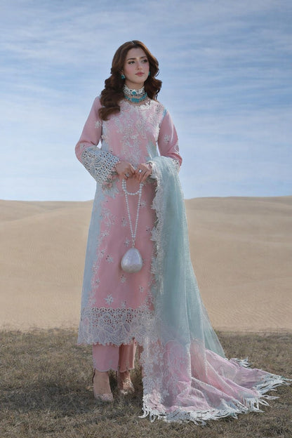 Premium Baby Pink Embroidered Lawn Pakistani Suit with Organza Dupatta – Pre-Order Collection