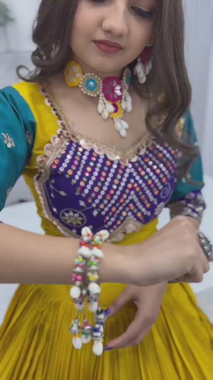 Yellow Elegant Sequence Work Chaniya Choli for Navratri | Comfortable Cotton Garba Dress in Canada