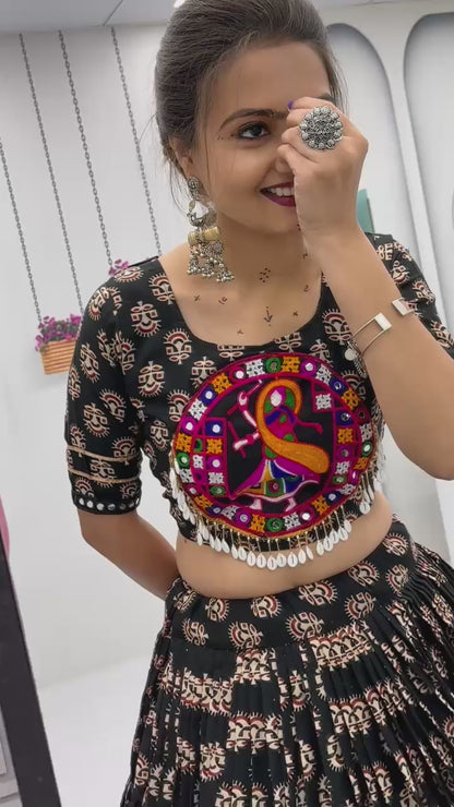 Authentic Gamathi Work Chaniya Choli for Navratri | Pure Cotton Garba Dress in Canada