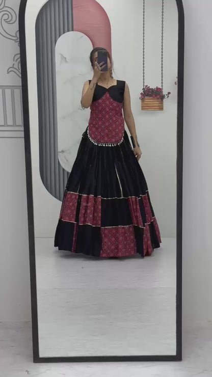 The Artistic Ajrakh Print Lehenga Choli | Ready-to-Wear Comfort | Canada | Pashchim