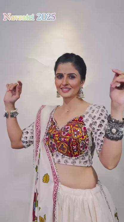 Authentic Gamthi Work Chaniya Choli for Navratri | Pure Cotton Garba Dress in Canada