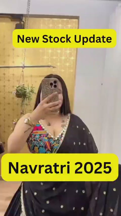 Stunning Black Mirror Work Chaniya Choli | Navratri Garba Lehenga Canada | Pashchim