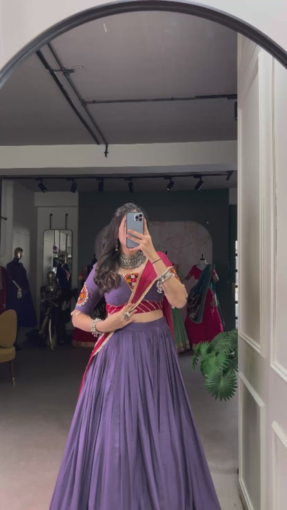 Elegant Embossed Chaniya Choli for Navratri | Gamthi Work Garba Dress in Canada