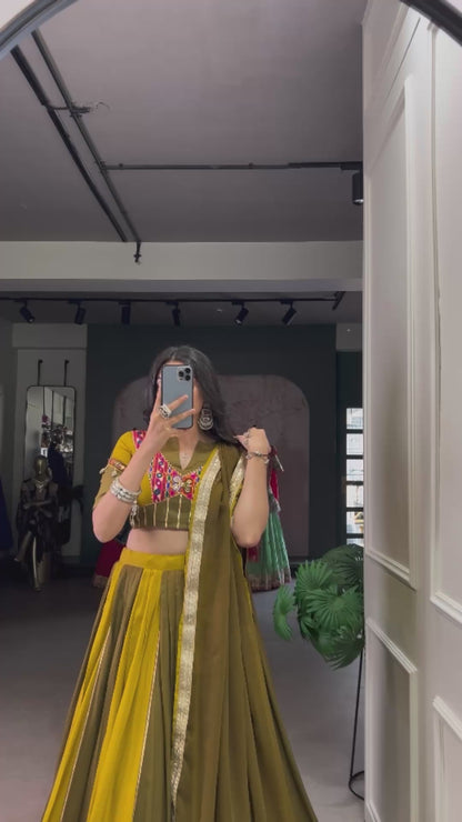 Artistic Gamthi Work Chaniya Choli for Navratri | 6-Meter Rayon Garba Dress in Kitchener  Canada