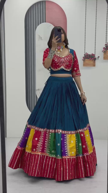 Green Elegant Sequence Work Chaniya Choli for Navratri | Comfortable Cotton Garba Dress in Canada