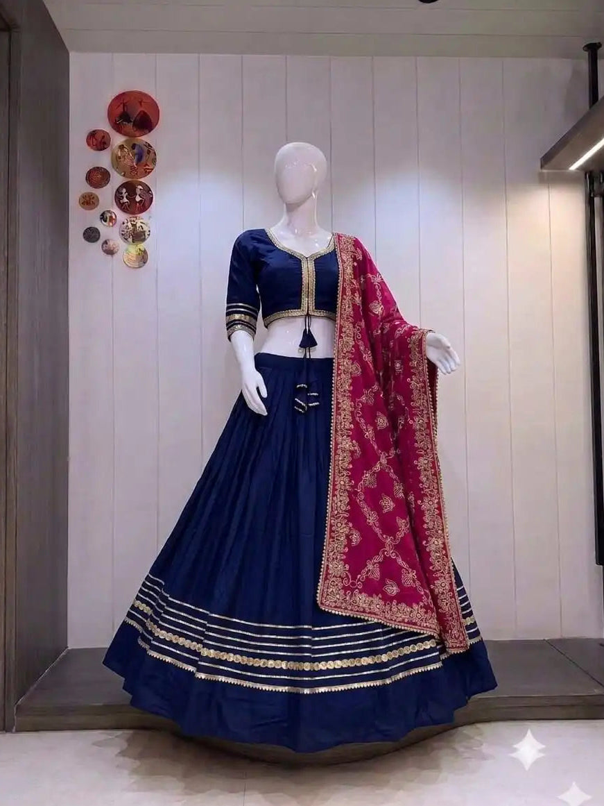 Roman Silk Chaniya Choli with Pure Georgette Dupatta – 6-Meter Navratri Garba Lehenga Choli | Calgary, Halifax & Canada